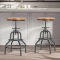 Diwhy Industrial Vintage Counter Stool, Kitchen Counter Height Adjustable Swivel Chair, Metal Frame Stool, 20.47-26.77 Inch, Fully Welded Base, Set of 2