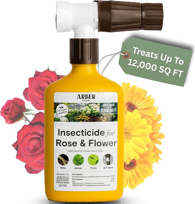 Organic Insecticide for Roses & Flowers – 16oz Ready-to-Spray Pest Control – Controls Aphids, Thrips, Japanese Beetles & More – Bee-Safe & Eco-Friendly