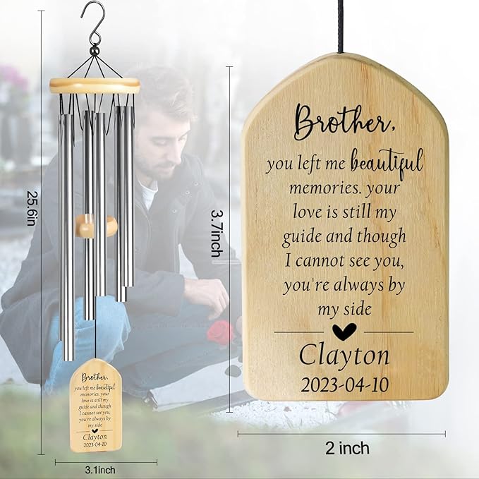 Memorial Wind Chimes - Sympathy Gifts for Loss, Bereavement Gift in Memory, Remembrance & Condolence Gifts