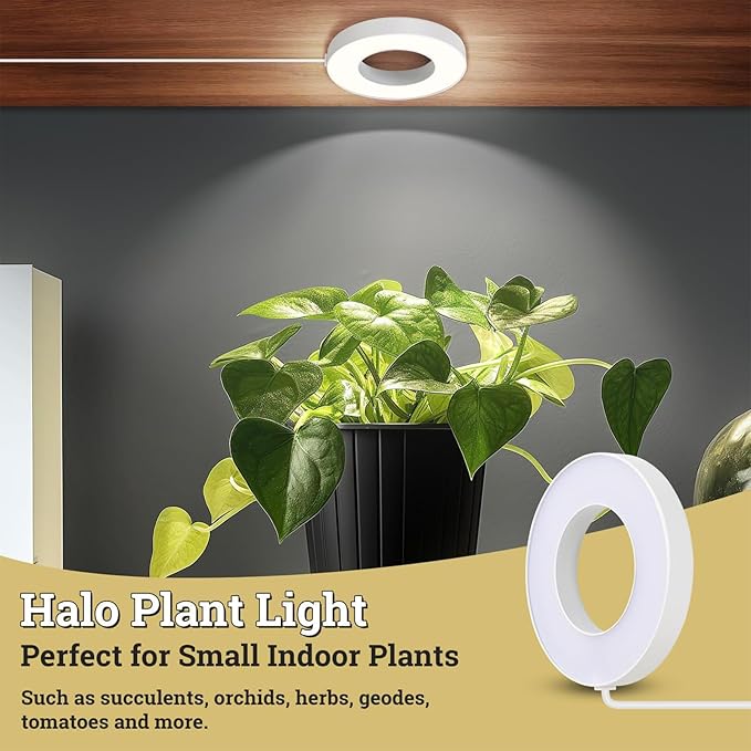 Banax 2 Pack LED Grow Light for Indoor Plants 144 LEDs, Dual-Head Ring Design, 5V/2A 10 Brightness Levels, 3/9/12H Timer, Ideal for Herbs, Succulents & Seedlings（White）