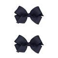 Wee Ones Girls 2 Pack Grosgrain Hair Bows with Plain Wrap Centre on a Wee Stay No Slip Clip, Mini, Navy