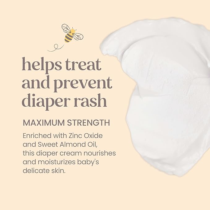 Burt's Bees Baby Diaper Rash Ointment, Maximum Strength, 40% Zinc Oxide, 100% Natural Origin, Pediatrician Tested, Net Weight 3 Ounces , Pack of 2