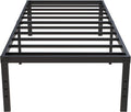 18 Inch Twin Bed Frames No Box Spring Need, Metal Platform Bed Frame Twin Size with High Storage, Eassy Assembly 2,500 Lbs Heavy Duty Bedframes, Black