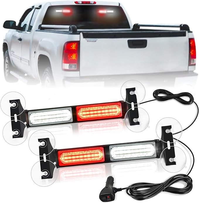 Nilight 40LED Red White Emergency Strobe Traffic Advisor Light Bar with Suction Cups Dash Safety Warning Hazard Flashing Lights Interior Front/Rear Windshield for Trucks Construction Vehicles