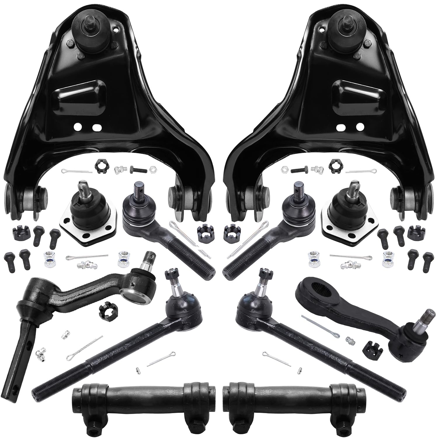 Detroit Axle - 4WD Front End 12pc Suspension Kit for Chevy Blazer S10 GMC Jimmy Sonoma, 2 Upper Control Arms 2 Lower Ball Joints