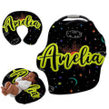 Custom Name Car Seat Canopy - Baby Car Seat Covers, Infant Stroller Cover, Bright Green Star Carseat Canopy Christmas Birthday Gifts for Girls and Boys