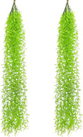 5 Pack Artificial Hanging Willow Vine (3.3ft) - Fake Greenery Plants for Indoor/Outdoor Decor, Wedding & Photography - Pure Green Design (No Basket Included)