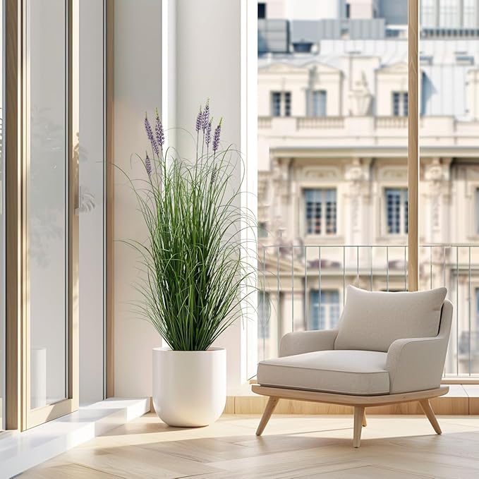 Artificial Plant 5ft Tall Artificial Lavender Plant,Faux Plants Indoor Home Decorative Artificial Plants & Flowers in Pot Fake Plant, House Plant Indoor