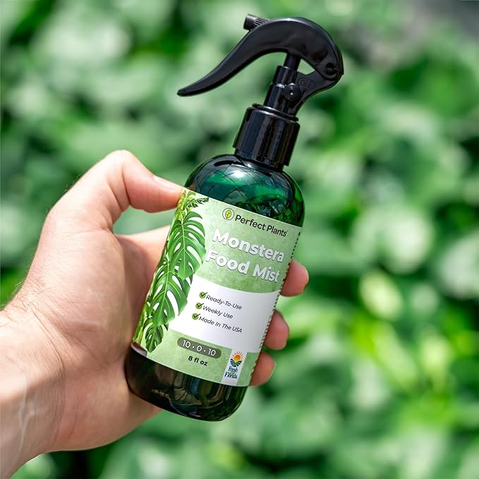 Monstera Foliar Food Spray by Perfect Plants | Natural Indoor Plant Mist for Garden Foliage | 10-0-10 Fertilizer Nutrient Blend (8 fl oz)