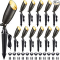 Gardenreet Die-Cast Brass Spot Light Outdoor - 12V LED Uplighting Waterproof, Low Voltage Landscape Lights Direct Wire, Bronze for Fence Fountain with Warm White MR16 Replaceable Bulbs (12 Pack)