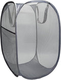 The upgraded pop-up laundry basket features a breathable side pocket mesh design