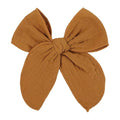 5.5 Inch Dark Yellow Fable Hair Bow: Handmade Linen Cotton Hair Clip for Girls - 1 PCS