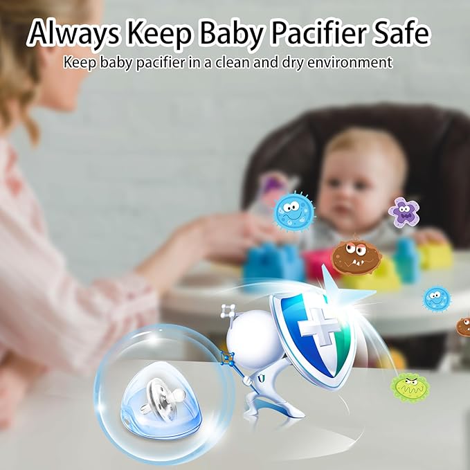 Nisxabebe Pacifier Case,3 Pack BPA Free Pacifier Holder Case with Lanyard for Diaper Bag,Pacifier Container Box for Baby Binky Nipple Travel,Essential Pacifier Accessories,Easy to Clean,Blue
