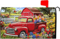 Red Truck Mailbox Cover Summer Mailbox Covers Magnetic Colorful Floral Mail Box Cover Standard Size 21x18 inch Decorations for Outside Garden Farmhouse Spring Butterfly
