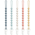 Cuddle Campus Silicone Pacifier Clip Holder with One Piece Design, Pack of 5 Soft Flexible Binky Clips for Baby Boy and Girl Set 1((3M+ Plastic Clip)