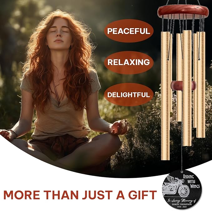 Personalized Dancer Memorial Wind Chime – “Your Memory Will Dance in Our Hearts Forever” Custom Engraved Name & Years – Sympathy Gift for Dance Lovers – Memorial Windchime Tribute Keepsake for Loss
