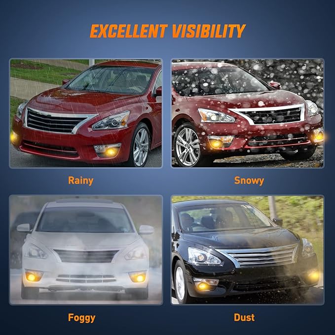 Nilight Fog Light Assembly Compatible with 2013 2014 2015 Nissan Altima Clear Lens w/H11 12V 55W Bulbs