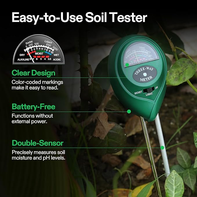 VIVOSUN Digital PH Meter, 3-in-1TDS EC and Temperature Meter, Plant Soil MoistureTester Combo for Home, Garden and Hydroponics