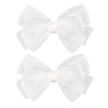 5.5-Inch Organza Double Hair Bows Alligator Clips Hair Accessories for Girls Toddler Kids Children Teens -White