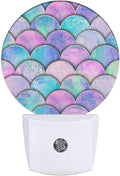 EKOBLA Mermaid Scales Plug-in Night Light, Pink & Blue Ocean Theme LED Nightlight with Auto On/Off Sensor for Kids Bedroom & Bathroom Decor