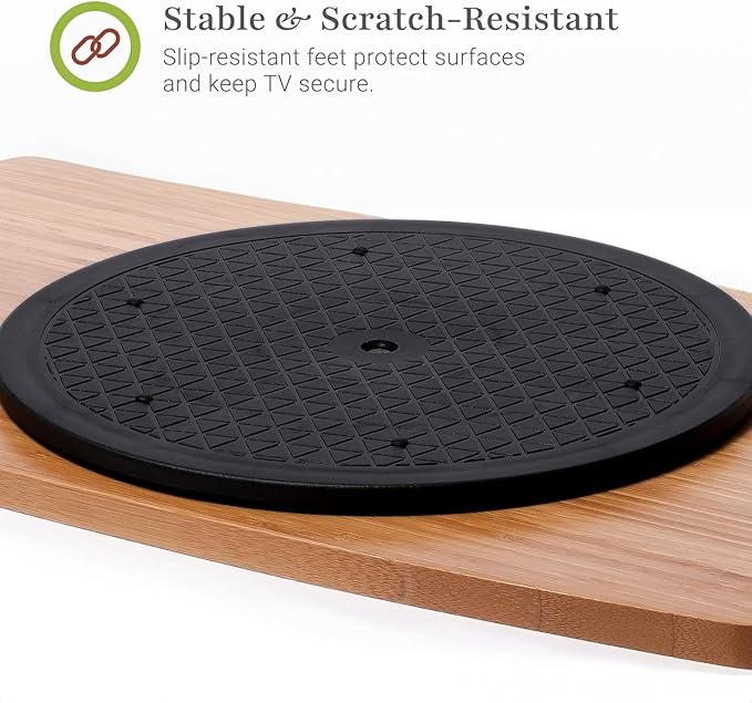 Prosumer's Choice Bamboo TV Swivel Stand for LED/LCD TV, Monitors, Stereos, 31 inch Base Surface - 360˚ Rotation - Rotating Computer Stand/Media Console, Entertainment Center for Living Room Bedroom