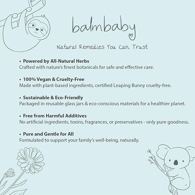 Balm Baby Natural & Organic Baby Teething & Calming Tincture - Calms, Soothes Gums and Discomfort – Vegan - Glass Bottle with Glass Dropper (2oz)