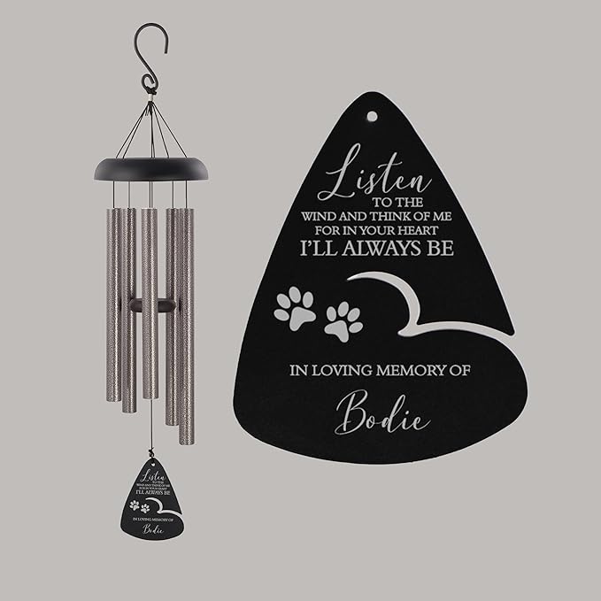Personalized Listen to The Wind Pet Memorial Wind Chime (44" Black)