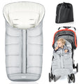Orzbow Universal Footmuff for Baby, Winter Warm Stroller Bunting Bag, Waterproof Windproof Warm Coral Fleece Lined Toddler Sleeping Bag, Light Grey