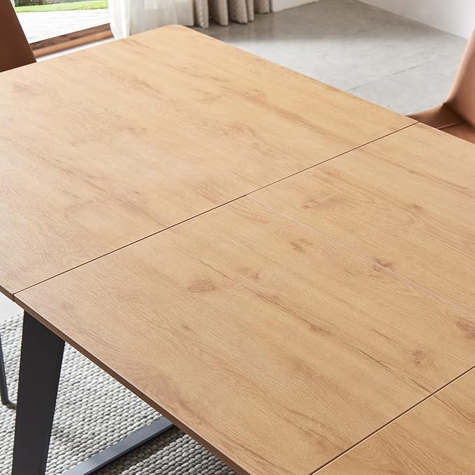 ZckyCine Modern Mid-Century Dining Table for 8, Rectangular Wooden Expandable Space-Saving Multifunctional Dining Table