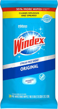 Windex Wipes Glass Cleaning, Pre-Moistened Glass and Surface Wipes to Clean