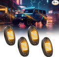 Rock Lights Ultra Bright LED Neon Underglow Lights Waterproof for Trucks Pickup SUV UTV ATV RZR Car Boats Motorcycle (Yellow, 4 Pods)