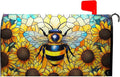 Summer Bee Mailbox Covers Magnetic Sunflower Mail Box Cover Fall Flower Mailbox Wraps for Outside Garden Yard Autumn Flower 25.5x21 inch