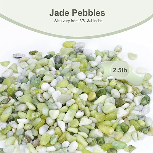 2.5 lbs Jade Pebbles for Indoor Plants, Decorative Pebbles for Bamboo, Vase, 3/8" Plant Gravel for Pots Indoor, Highly Polished Small River Rocks