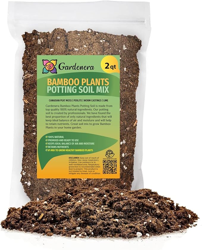 GARDENERA Premium Bamboo Potting Soil Mix - (2 Quart Bag)