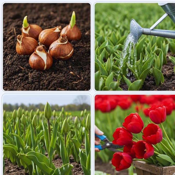10 Tulip Bulbs for Fall Planting Bulk, Tulip Bulb, Perennial Flower Bulbs for Garden Growing, Tulip Bulbs Bulk (Red)