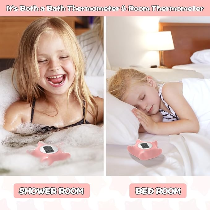 Safety Baby Bath Thermometer with Upgraded Chip, Digital Water Thermometer for Infants Bathtub, Accurate Temperature Testing and Color Alarm, Switching Between ℉ and ℃
