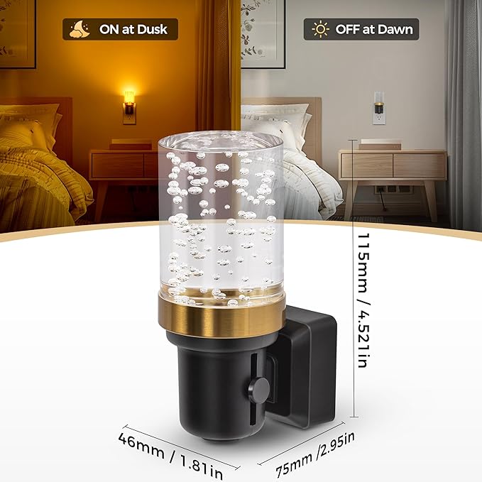DORESshop LED Night Lights Plug into Wall, Modern Decorative Design Nightlights Plug in, Adjustable Brightness, Dimmable Night Light, Perfect for Adults' Bedroom, Hallway, Bathroom, Amber, 1 Count