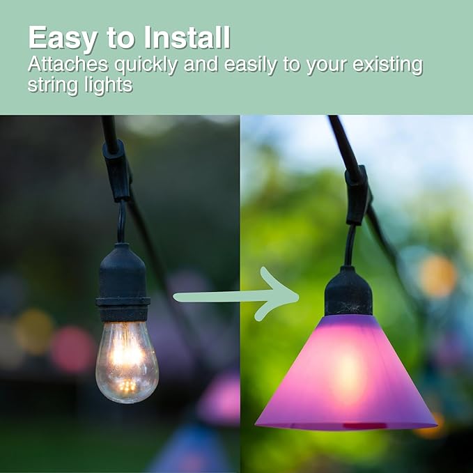 Multi Colored Outdoor Light Bulb Covers – 24 Pack Colored LED Lite Cover's Decorative for String Lights – Shades for Patio, Backyard, Garden, Party Décor