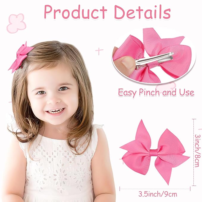 CÉLLOT 40pcs 3.5 inch Hair Bows for Girls Grosgrain Ribbon Toddler Hair Bows Alligator Clips for Baby Girls Kids Teens Back to School Hair Accessories in Pairs