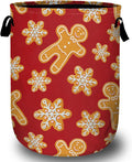 Red Gingersnap Laundry Basket, Christmas Laundry Hamper Collapsible Oxford Cloth