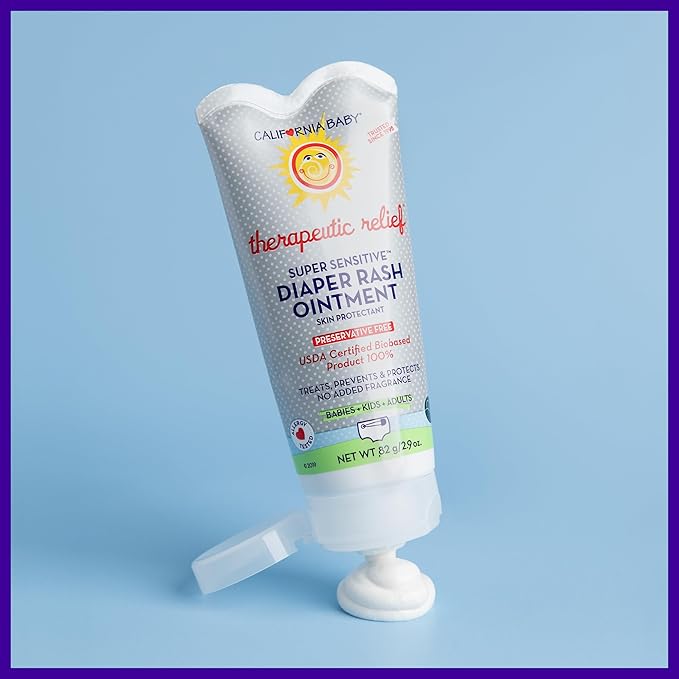 California Baby Super Sensitive Diaper Rash Cream | 100% Bio-Based | Zinc Oxide Ointment | Unscented Diaper Cream | Cloth Diapers Safe | 82 g / 2.9 oz
