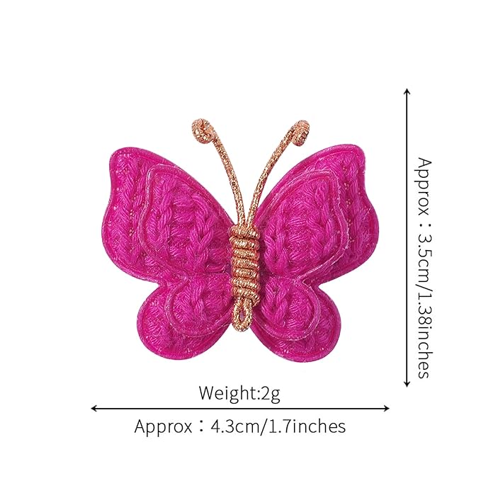 2 Pcs Butterfly Hair Bow Girl, Kid's Cute Hair Clips Barrettes Accessories for Infants Toddlers Baby Kids Fine Hair (Rose Red)