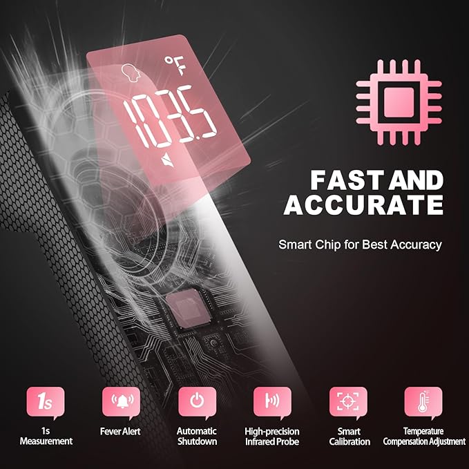 No-Touch Thermometer for Adults and Kids - 202 Pink & 2000 Black