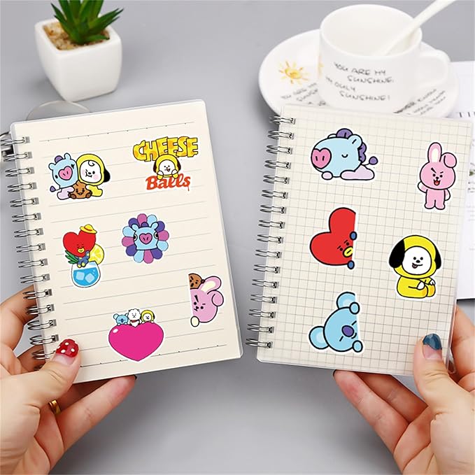 50PCS Cartoon BT21 Deals for Fans Boys Team Stickers BT21 Waterproof Vinyl Decals Laptop,Scrapbooking,Journal,Cell Phones, Water Cups Sticker (BBT21)