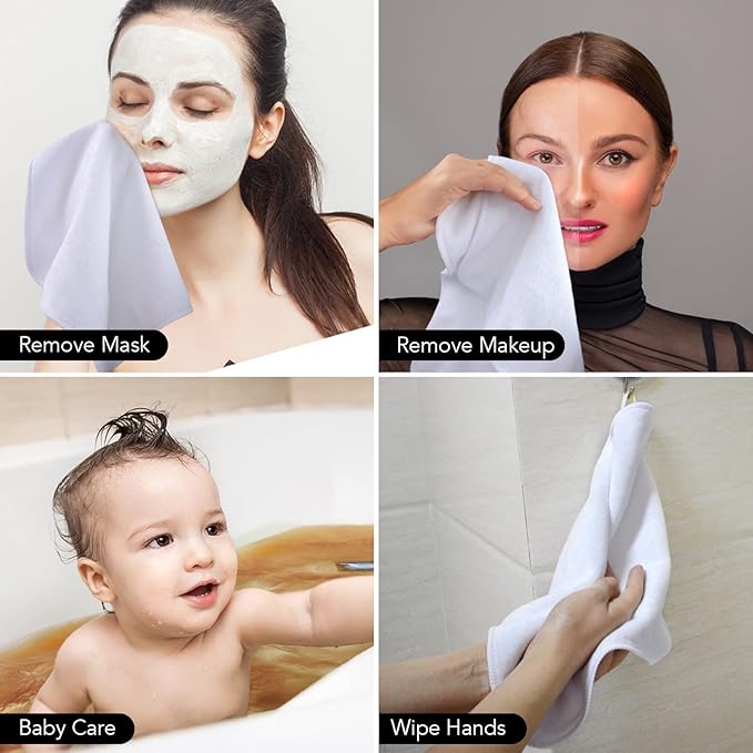 SINLAND Microfiber Facial Cloths Fast Drying Washcloth 12inch x 12inch White 2