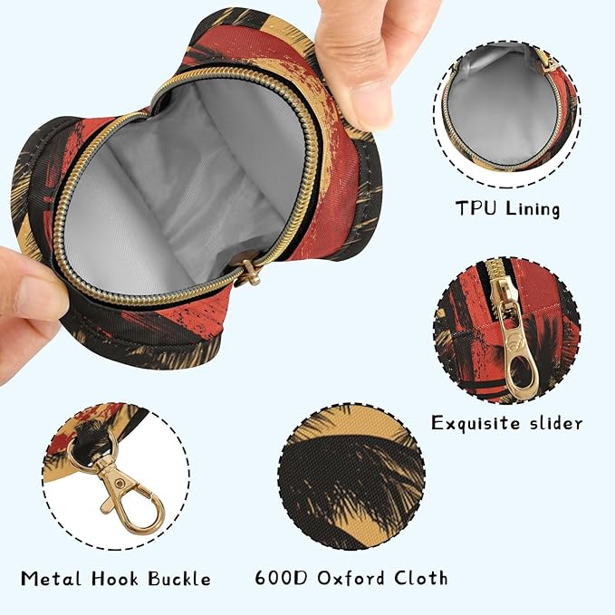 Pacifier Holder with Clip Pacifier Case for Diaper Bag Round Baby Pacifier Pouch Box Bag Portable Art Palm