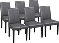 Yaheetech Dining Chairs Set of 6 Faux Leather Modern Dining Room Chairs with Rubberwood Legs and Padded Seat for Kitchen/Living Room/Restaurant, Dark Gray