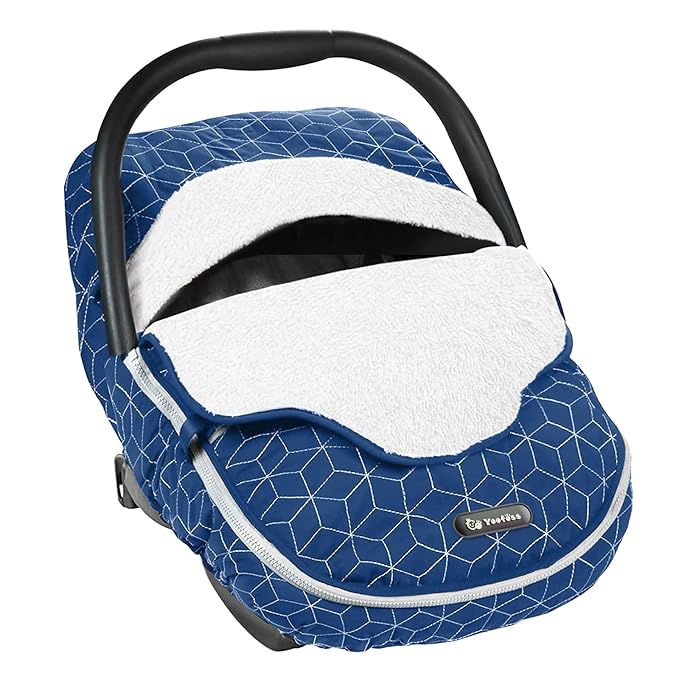 Yoofoss Baby Car Seat Cover - Winter Carseat Canopy Protects Baby from Cold Wind, Super Warm Plush Fleece Carrier Cover for Infant Boys & Girls (Blue)