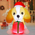 GOOSH 5 FT Long Christmas Inflatables Dog Outdoor Decorations Blow Up Yard Cute Puppy with a Box with Built-in LEDs for Xmas Garden Lawn Indoor Party Decor