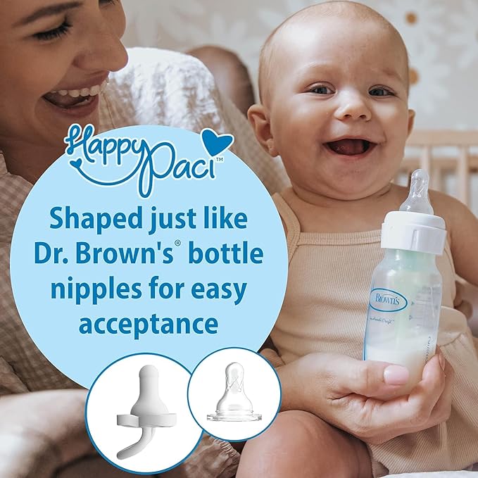 Dr. Brown's HappyPaci 100% Silicone Pacifier 0-6m, BPA Free, Black, Cool Gray, White, 3 Pack and Pacifier and Bottle Wipes, 40 Count
